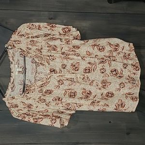 Blouse short sleeve flowy floral